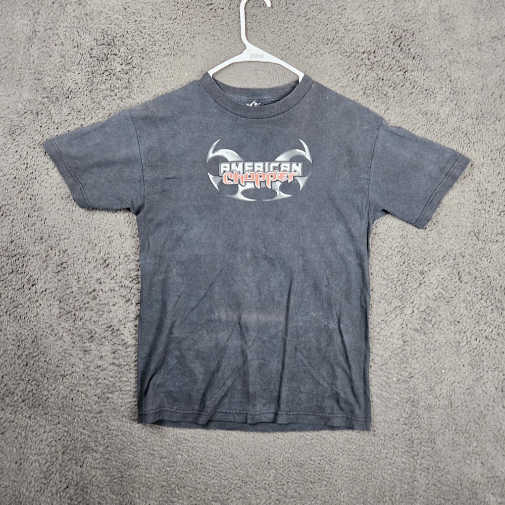 American Chopper Mens Small Faded Black Graphic T-Shirt Biker Motorcycle Eagle